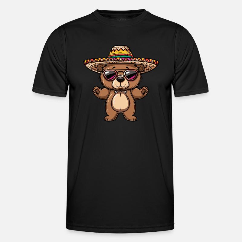 Bear Comic Funny Sombrero - Men's Functional T-Shirt - black