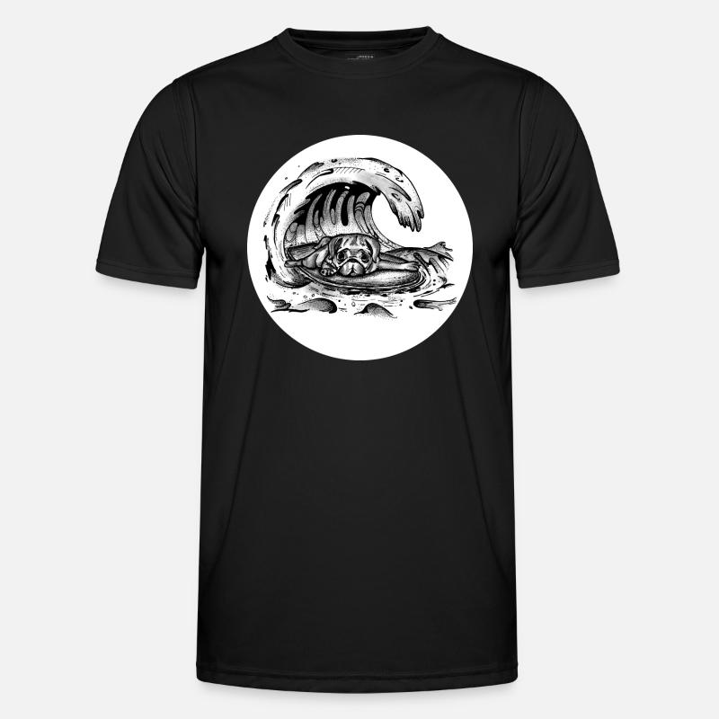 Mops Welle - Männer Funktions-T-Shirt - Schwarz