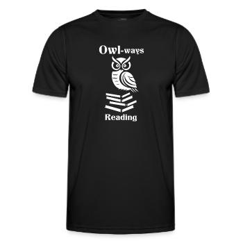 Owl-ways reading - Men's Functional T-Shirt - black - Front - AI Model Male 178 dark (178cm)