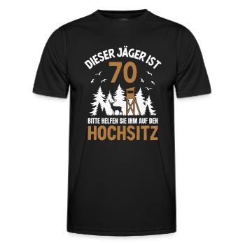70. Geburtstag Jäger 70 Jahre Jagd Hochsitz - Männer Funktions-T-Shirt - Schwarz - Vorne - AI Model Male 178 dark (178cm)