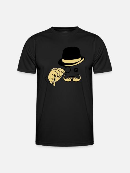 smiley hat monocle mustache melon - Men's Functional T-Shirt - black