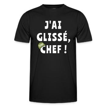 J’ai glissé chef - T-shirt sport Homme - noir - Devant - AI Model Male 178 dark (178cm)