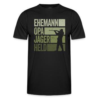 Ehemann Opa Jäger Held Rotwild Jagd Jagen Lustig - Männer Funktions-T-Shirt - Schwarz - Vorne - AI Model Male 178 dark (178cm)