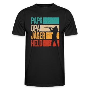 Papa Opa Jäger Held Rotwild Jagd Jagen Lustig - Männer Funktions-T-Shirt - Schwarz - Vorne - AI Model Male 178 dark (178cm)