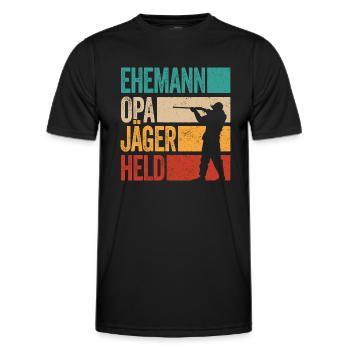 Ehemann Opa Jäger Held Rotwild Jagd Jagen Lustig - Männer Funktions-T-Shirt - Schwarz - Vorne - AI Model Male 178 dark (178cm)