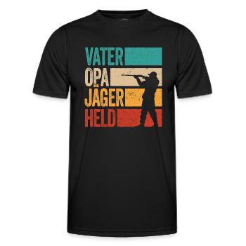 Vater Opa Jäger Held Rotwild Jagd Jagen Lustig - Männer Funktions-T-Shirt - Schwarz - Vorne - AI Model Male 178 dark (178cm)