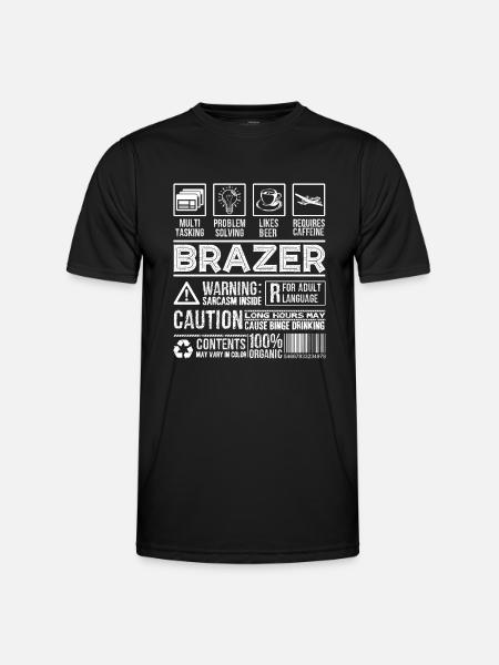 Brazer Caution Warning Sarcasm Inside - Men's Functional T-Shirt - black