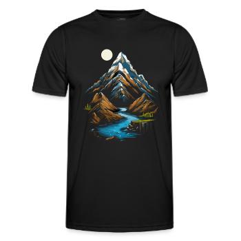 Mountain peaks in the moonlight - Men's Functional T-Shirt - black - Front - AI Model Male 178 dark (178cm)