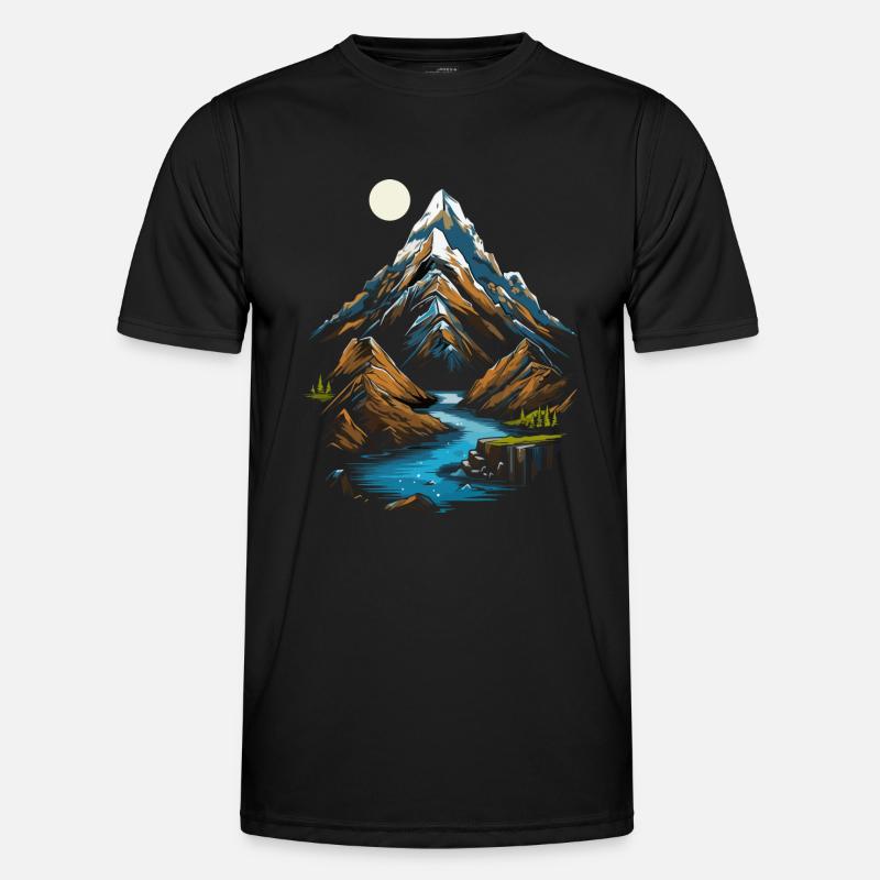 Mountain peaks in the moonlight Men's Functional T-Shirt