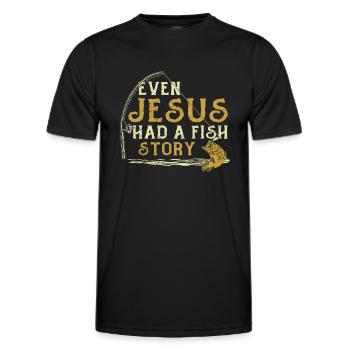 Pêcheur à la ligne Pêche Même Jésus avait une histoire de poisson - T-shirt sport Homme - noir - Devant - AI Model Male 178 dark (178cm)