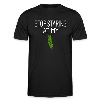 Humour Homme Concombre Arrête de regarder mon cornichon - T-shirt sport Homme - noir - Devant - AI Model Male 178 dark (178cm)