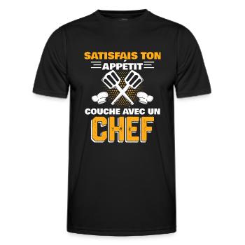 couche avec un chef - T-shirt sport Homme - noir - Devant - AI Model Male 178 dark (178cm)