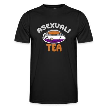 AsexuStyle: Asexuali-tea - Men's Functional T-Shirt - black - Front - AI Model Male 178 dark (178cm)