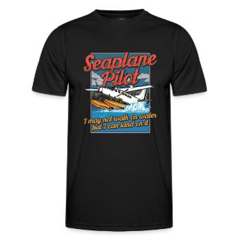 Humour d’hydravion pour les pilotes - T-shirt sport Homme - noir - Devant - AI Model Male 178 dark (178cm)