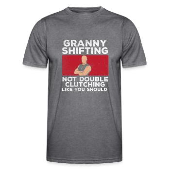 Granny Shifting – Schaltwagen Liebhaber - Männer Funktions-T-Shirt - dunkle Melange  - Vorne - AI Model Male 178 dark (178cm)