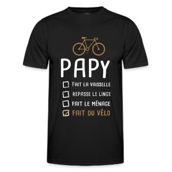 Papy cycliste fête des pères cadeau drôle vélo - T-shirt sport Homme - noir - Devant - AI Model Male 178 dark (178cm)