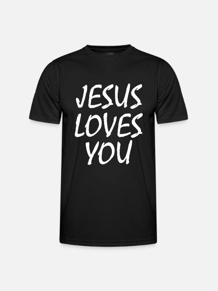 Jesus loves you - Funktionsshirt til herrer - sort