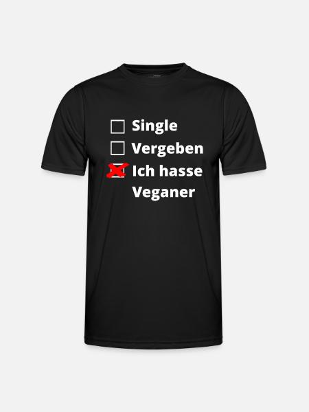 Ich hasse Veganer - Männer Funktions-T-Shirt - Schwarz