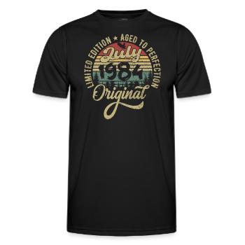 Anniversaire Juillet 1984 Juillet 1984 Juillet 1984 - T-shirt sport Homme - noir - Devant - AI Model Male 178 dark (178cm)