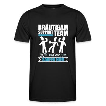 Junggeselle Bräutigam Support Team Lustiger Spruch - Männer Funktions-T-Shirt - Schwarz - Vorne - AI Model Male 178 dark (178cm)