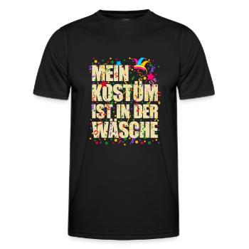 Mein Kostüm ist in der Wäsche Fasching Karneval - Männer Funktions-T-Shirt - Schwarz - Vorne - AI Model Male 178 dark (178cm)