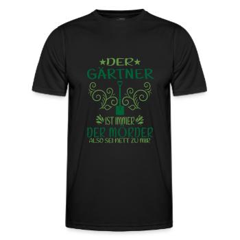 Der Gärtner Ist Immer Der Mörder Garten Humor - Männer Funktions-T-Shirt - Schwarz - Vorne - AI Model Male 178 dark (178cm)