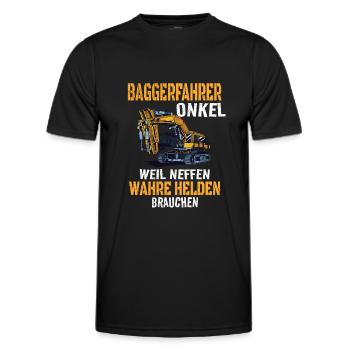 Baggerfahrer Onkel Spruch Bauarbeiter Geschenkidee - Männer Funktions-T-Shirt - Schwarz - Vorne - AI Model Male 178 dark (178cm)