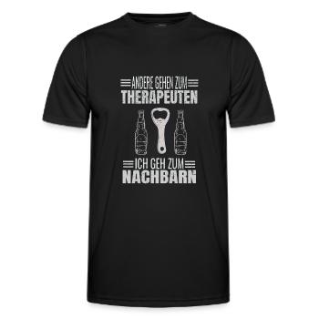 Andere Gehen Zum Therapeuten Ich Geh Zum Nachbarn - Männer Funktions-T-Shirt - Schwarz - Vorne - AI Model Male 178 dark (178cm)