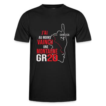 GR 20 vaincu une montagne corse randonnee gr 20 - T-shirt sport Homme - noir - Devant - AI Model Male 178 dark (178cm)