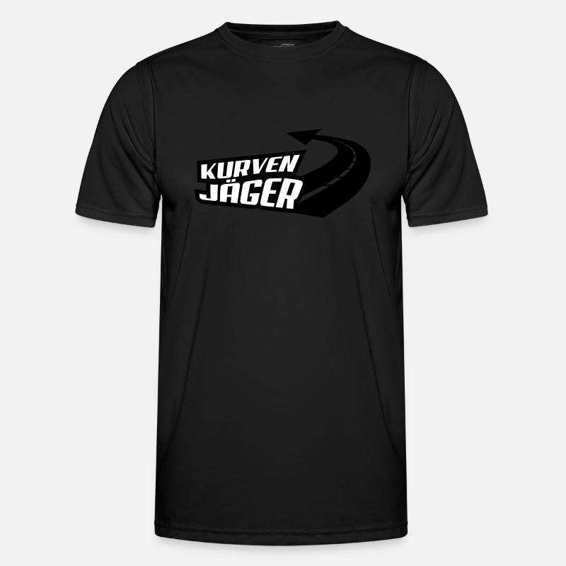 Kurvenjäger - Männer Funktions-T-Shirt - Schwarz