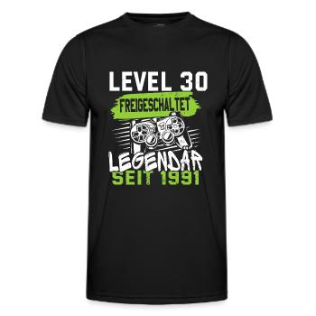 Level 30 Jahre Geburtstagsshirt Gamer 1991 - Männer Funktions-T-Shirt - Schwarz - Vorne - AI Model Male 178 dark (178cm)