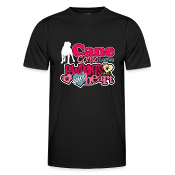 Love Cane Corso Pawprints On Your Heart - Men's Functional T-Shirt - black - Front - AI Model Male 178 dark (178cm)