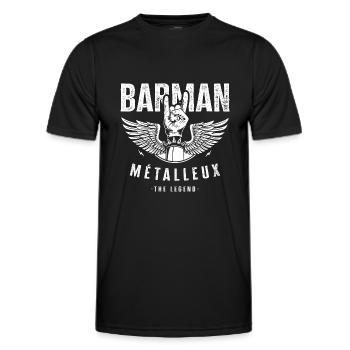 Barman métalleux cadeau drôle humour métal rock - T-shirt sport Homme - noir - Devant - AI Model Male 178 dark (178cm)
