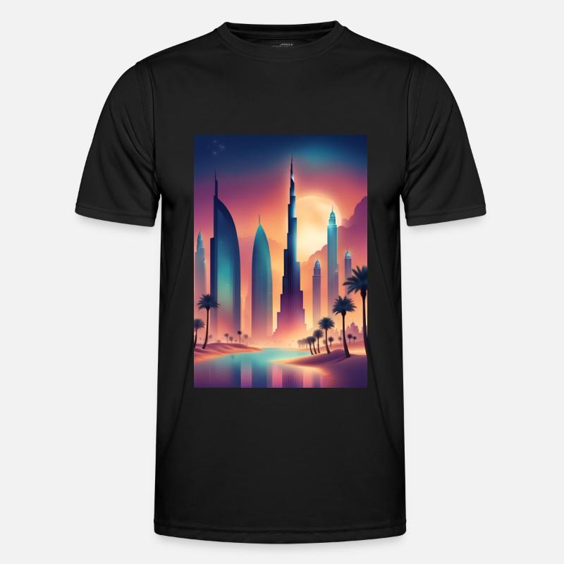 Buntes östliches Stadtbild Männer Funktions-T-Shirt