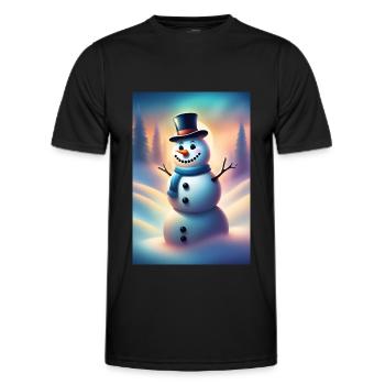 Glücklicher winterlicher Schneemann - Männer Funktions-T-Shirt - Schwarz - Vorne - AI Model Male 178 dark (178cm)