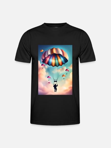 Bunter Fallschirm - Männer Funktions-T-Shirt - Schwarz