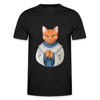 Christian Christianity Cat - Men's Functional T-Shirt - black - Front - AI Model Male 178 dark (178cm)