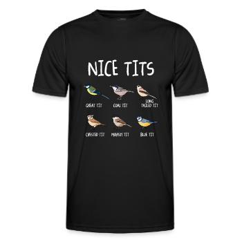 Nice Tits Funny Bird Watching Tit Birdwatcher - Männer Funktions-T-Shirt - Schwarz - Vorne - AI Model Male 178 dark (178cm)