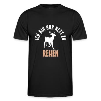 Ich bin nur nett zu Rehen Reh - Männer Funktions-T-Shirt - Schwarz - Vorne - AI Model Male 178 dark (178cm)