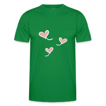 three hearts - Men's Functional T-Shirt - kelly green - Front - AI Model Male 178 dark (178cm)