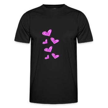 cœurs roses - T-shirt sport Homme - noir - Devant - AI Model Male 178 dark (178cm)