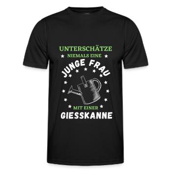 Junge Frau mit Giesskanne Garten Gärtner T-Shirt - Männer Funktions-T-Shirt - Schwarz - Vorne - AI Model Male 178 dark (178cm)