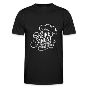 Papa backt das schon. Unser Papa ist Bäcker - Männer Funktions-T-Shirt - Schwarz - Vorne - AI Model Male 178 dark (178cm)