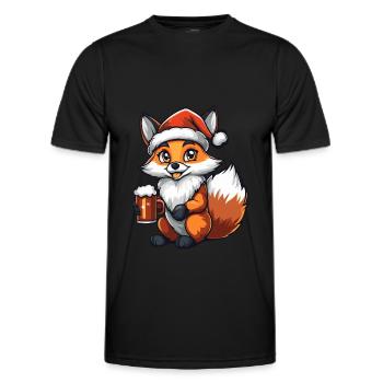 Fuchs Weihnachten Bier Lustig - Männer Funktions-T-Shirt - Schwarz - Vorne - AI Model Male 178 dark (178cm)
