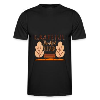 Herbstspruch - Parkbank im herbstlichen Laub - Männer Funktions-T-Shirt - Schwarz - Vorne - AI Model Male 178 dark (178cm)