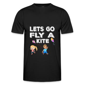 Kite flying sports kite in wind - Men's Functional T-Shirt - black - Front - AI Model Male 178 dark (178cm)