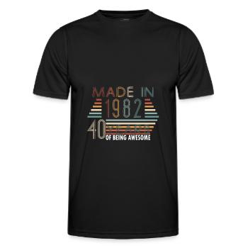 Né en 1982 Vintage Idée cadeau bday - T-shirt sport Homme - noir - Devant - AI Model Male 178 dark (178cm)