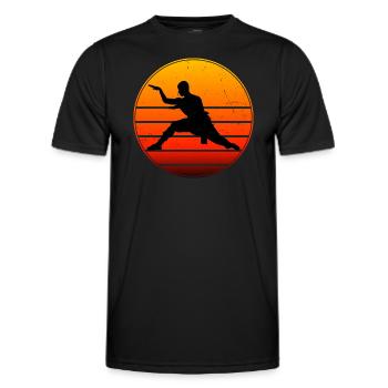 Kungfu Kampfsport Wushu Damen Kung Fu Herren - Männer Funktions-T-Shirt - Schwarz - Vorne - AI Model Male 178 dark (178cm)