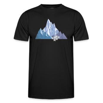Alpen Berge Edelweiß Bergsteiger Wanderer - Männer Funktions-T-Shirt - Schwarz - Vorne - AI Model Male 178 dark (178cm)