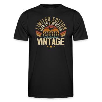 Vintage 2000 Cadeau d’anniversaire 2000 Rétro - T-shirt sport Homme - noir - Devant - AI Model Male 178 dark (178cm)